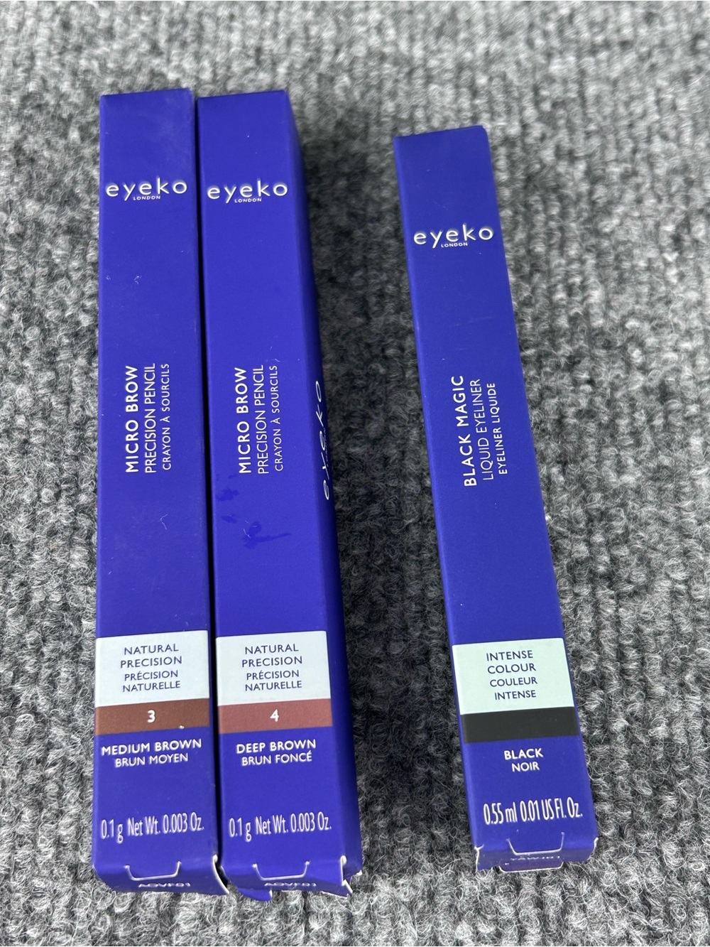 3 EYEKO Eye Make Up Bundle ~Medium/Deep Brown Micro Brow Pencil & Black Eyeliner